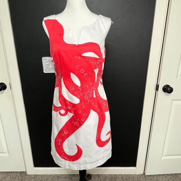 Lilly Pulitzer Rare Taytay Octopus Print Sleeveless Shift Dress Size 8 - Picture 11 of 14